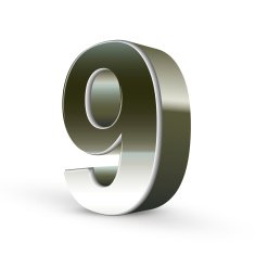 3d silver steel number 9