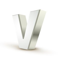 3d alphabet silver V N2