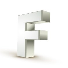 3d alphabet silver F