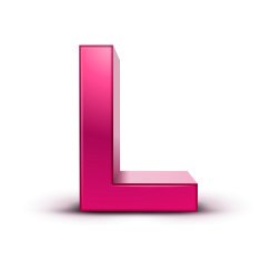 3d alphabet pink L