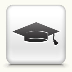 Square Button with Graduation Cap