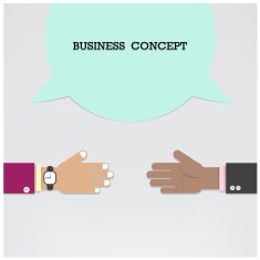 Businessman hands with speech bubble