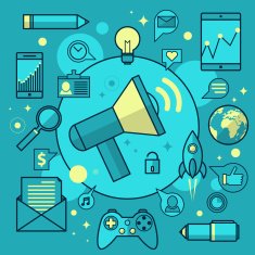 Flat design digital marketing concept
