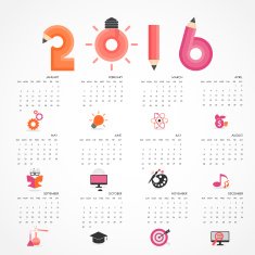 Calendar for 2016 on grey background Business education concept N2