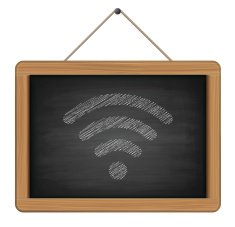 blackboard with wireless sign