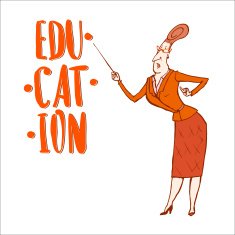 Strict teacher colored vector sketch N2