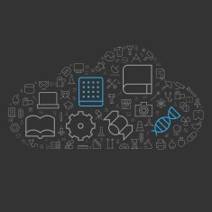 Icons for science technology and industrial in cloud shape
