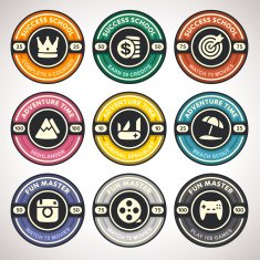 Set of Vector Achievement Badges Flat Labels Collection