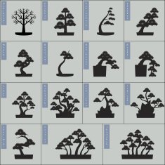 Bonsai Types Silhouette Vector Image