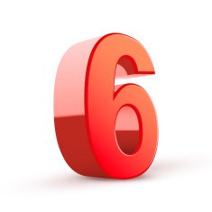 3d shiny red number 6 N4
