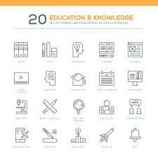 Set of Modern Line Education and Knowledge Icons Design