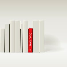 Red book in row of white book