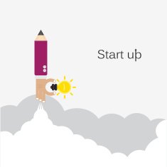 Creative pencil hand sign and light bulb icon