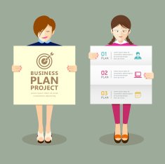 Business woman holding presentation project plan