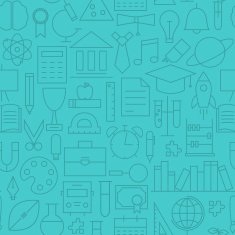 Thin Line Back to School Learning Seamless Blue Pattern
