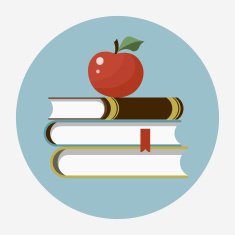 Books with apple flat icon
