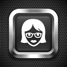Female Teacher on Black Square Button