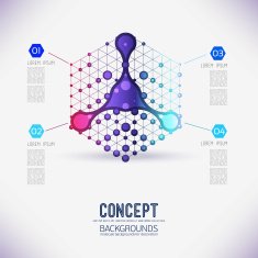 Abstract concept geometric lattice cube and chemical element