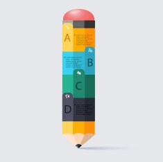 Business education pencil staircase Infographics option Vector N5