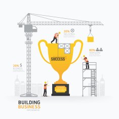 Infographic business trophies shape template design
