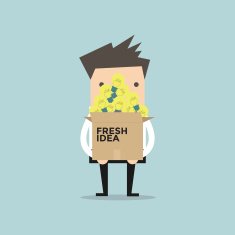 businessman with fresh idea bulb in a box