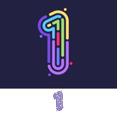 Number one colorful line fingerprint icon