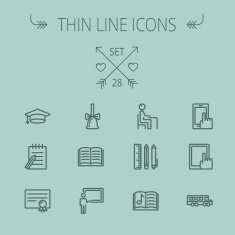 Education thin line icon set N9