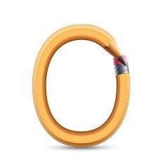 3d yellow pencil number 0