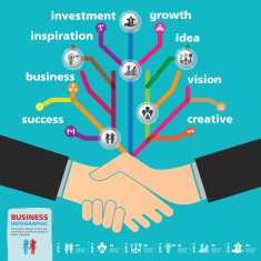 businessman handshake template modern info-graphic design