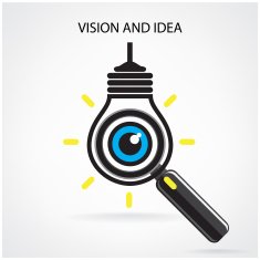 vision and ideas sign eye icon light bulb symbol search