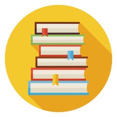 Flat Books with Bookmarks Circle Icon Long Shadow