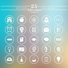 Icons flat is on Education the white blur background N7