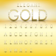 elegant gold alphabets and numbers collection N2