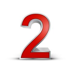 3d red metallic number 2