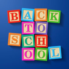 Back to School phrase compiled with wooden alphabet blocks N2