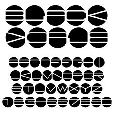 Unusual black and white alphabet