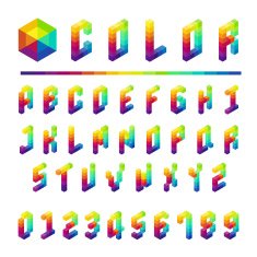 Alphabet font type colorful box style Vector illustration