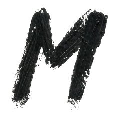 M - Black handwritten letters on white background Acrylic color