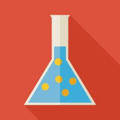 Flat Education and Science Chemistry Flask Illustration with lon