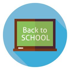 Flat Education Back to School Chalkboard Circle Icon with Shadow N2