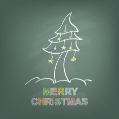 hand draw christmas tree on chalkboard