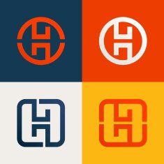 H letter line logo set