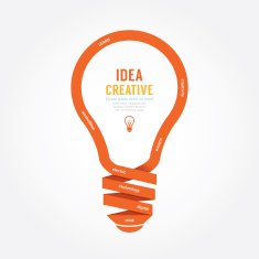 vector light bulb ribbon paper design creative line style N2
