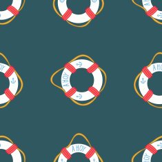 Ahoy Lifebuoy summertime Funny Seamless vector pattern