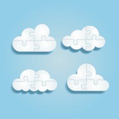 Set of different puzzle clouds Vector