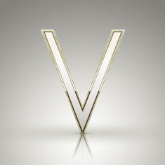 3d elegant pearl white alphabet V