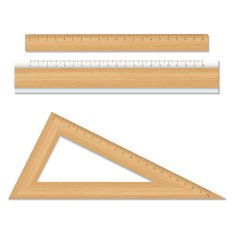 Wood school rulers isolated on white background