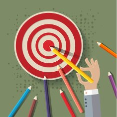 Golden pencil hit the target with hand