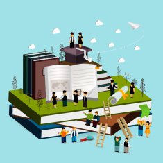 graduation concept 3d isometric infographic