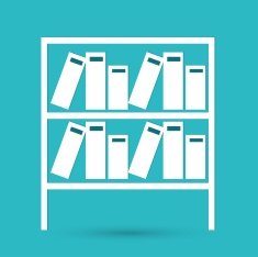 Books on the shelves simply retro vector illustration